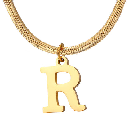 Gold Snake Chain Initial Necklace