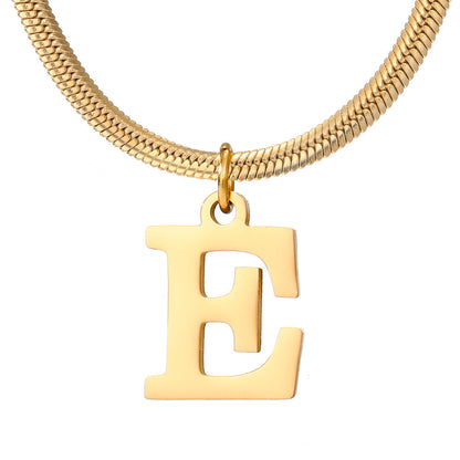 Gold Snake Chain Initial Necklace