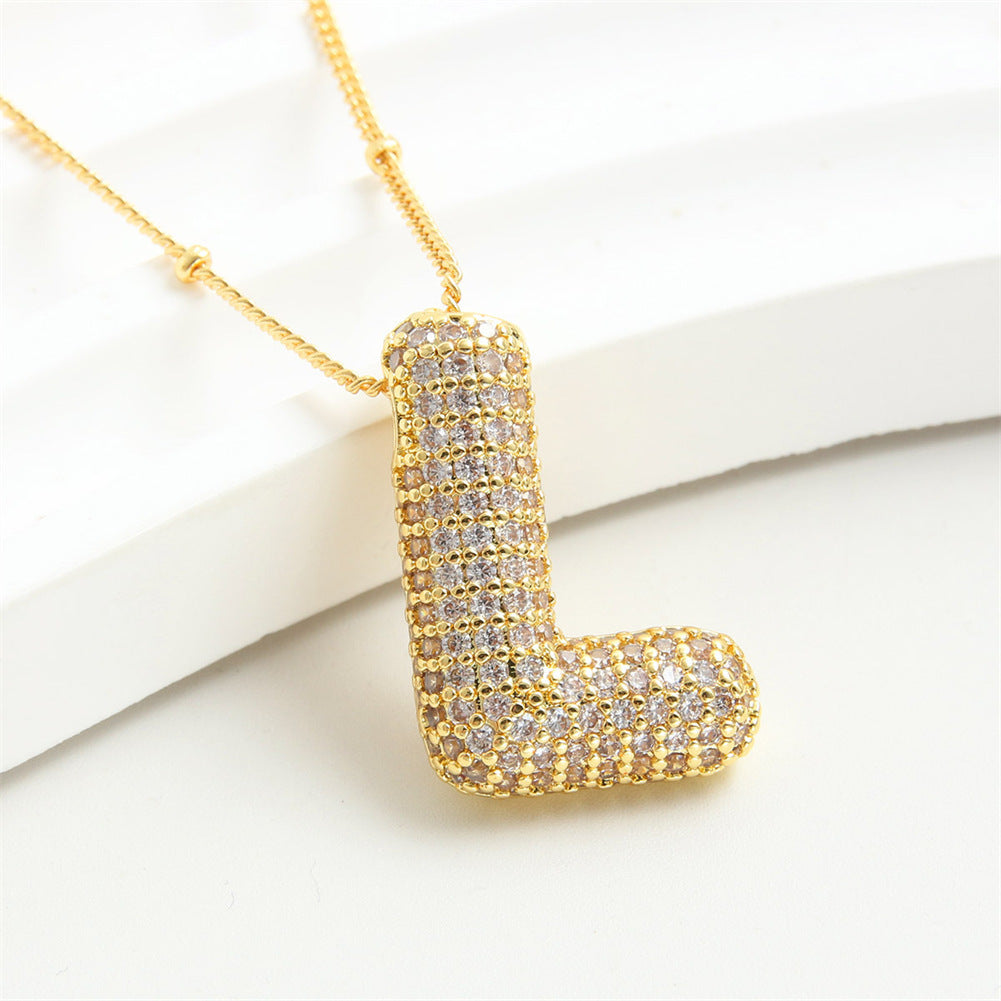 Diamond Bubble Initial Necklace