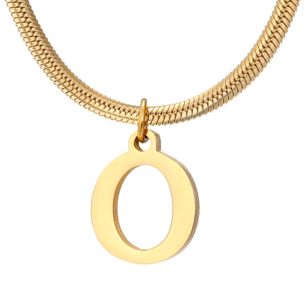 Gold Snake Chain Initial Necklace