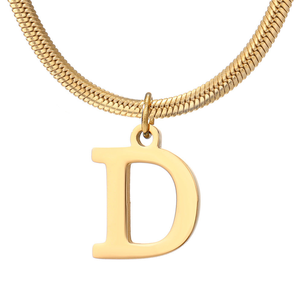 Gold Snake Chain Initial Necklace