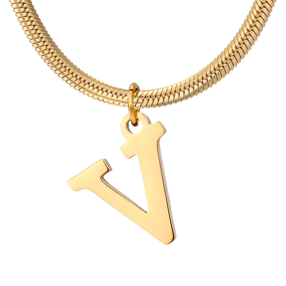 Gold Snake Chain Initial Necklace