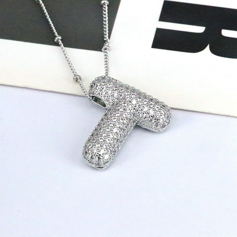 Diamond Bubble Initial Necklace