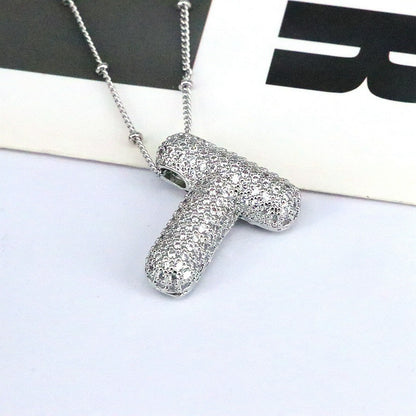 Diamond Bubble Initial Necklace