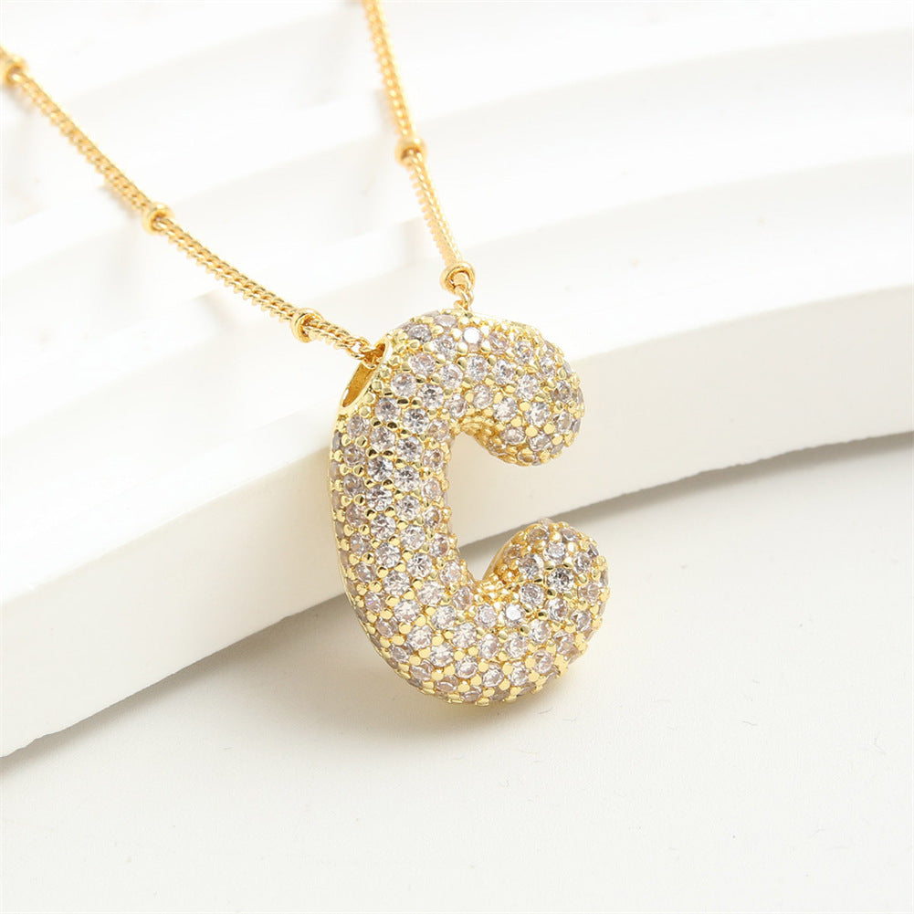 Diamond Bubble Initial Necklace