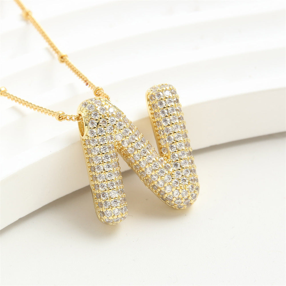 Diamond Bubble Initial Necklace