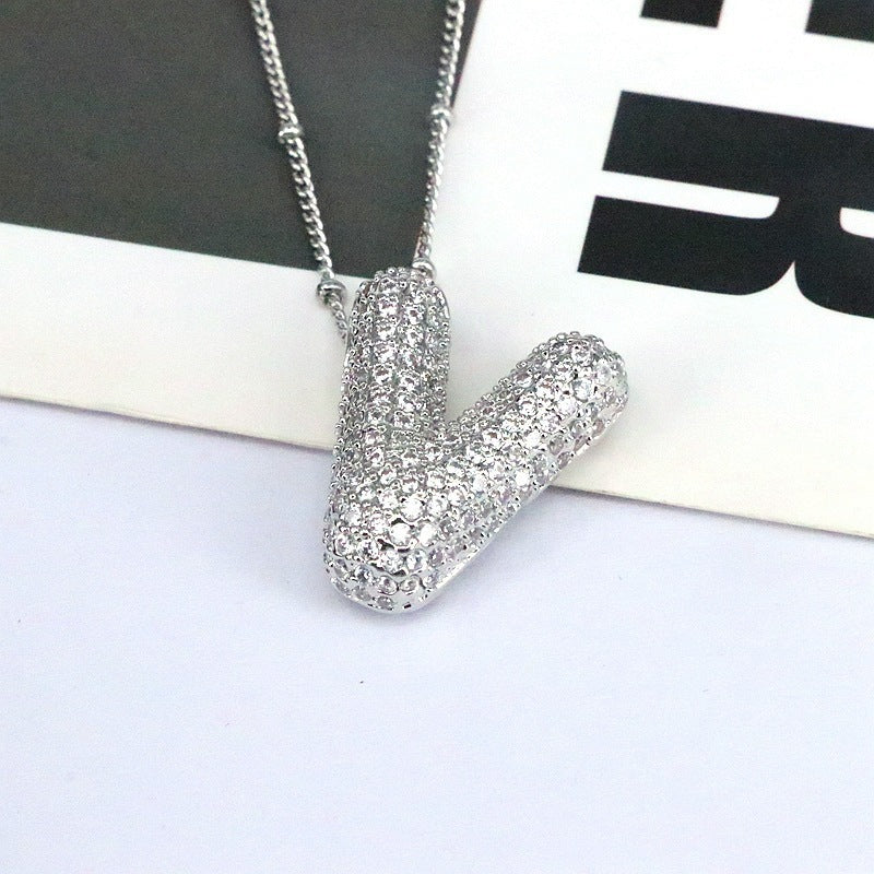 Diamond Bubble Initial Necklace