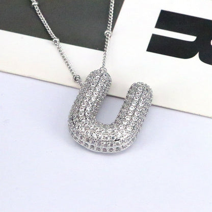 Diamond Bubble Initial Necklace