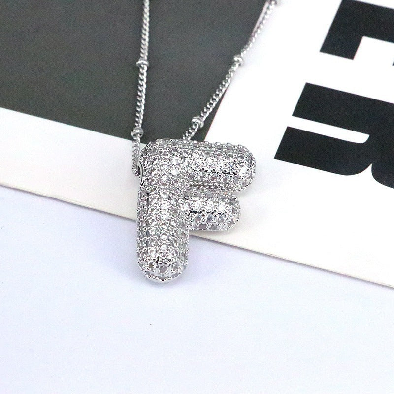 Diamond Bubble Initial Necklace