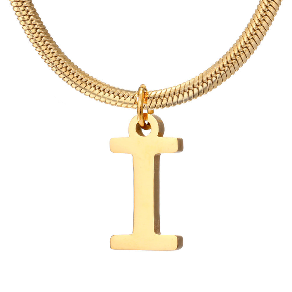 Gold Snake Chain Initial Necklace