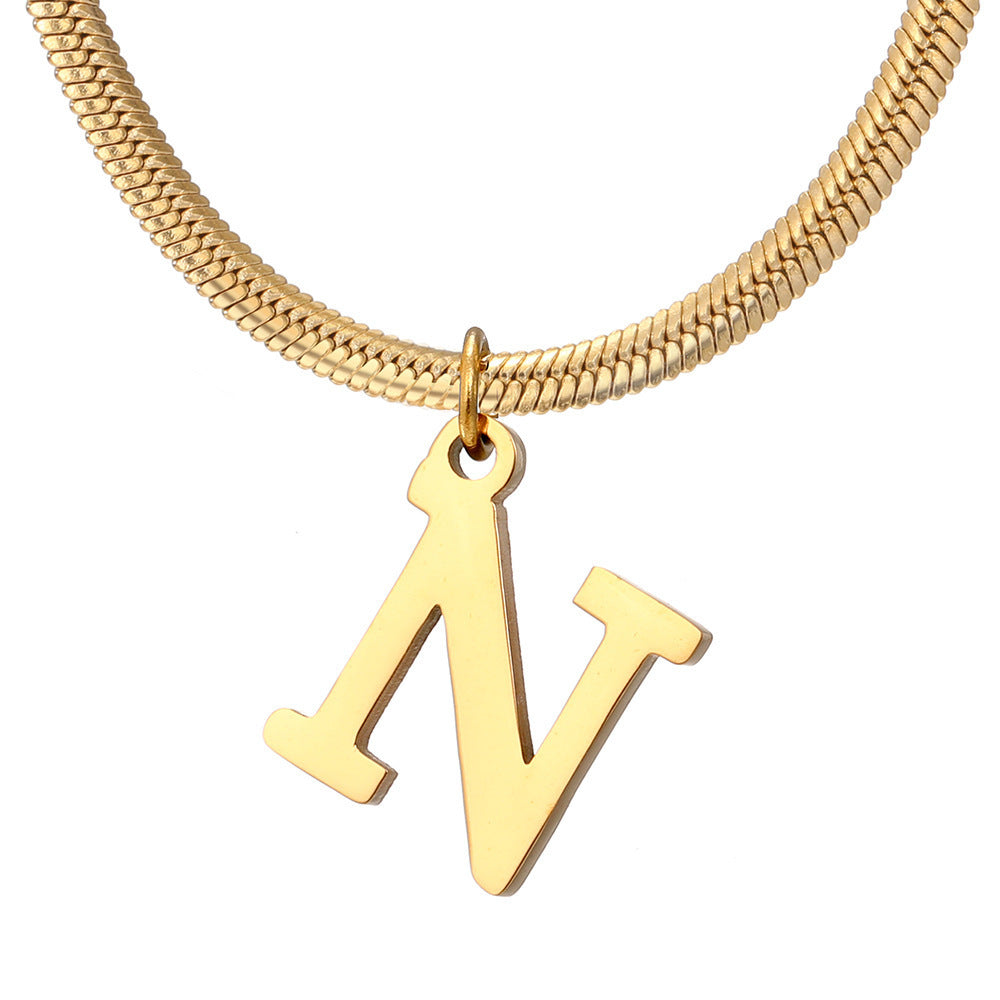 Gold Snake Chain Initial Necklace