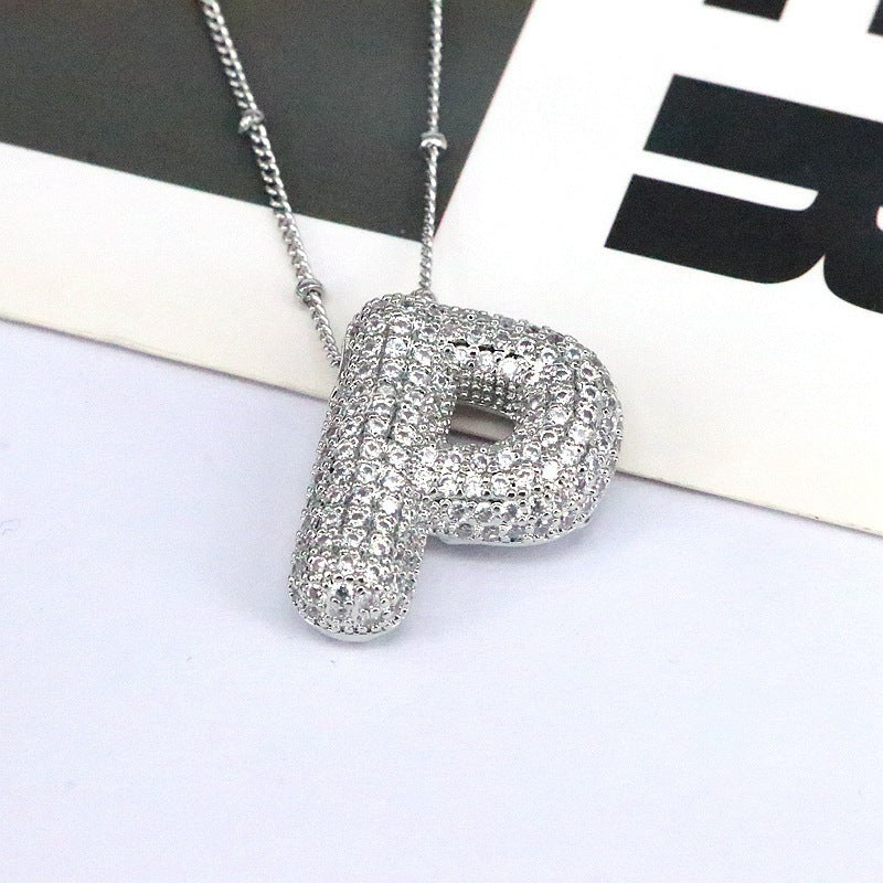 Diamond Bubble Initial Necklace