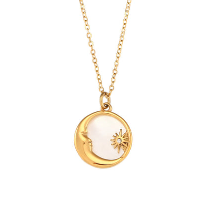 Gold Shell Moon Necklace