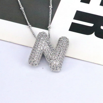 Diamond Bubble Initial Necklace