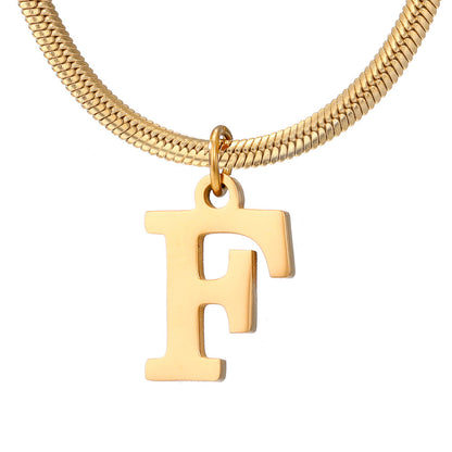 Gold Snake Chain Initial Necklace