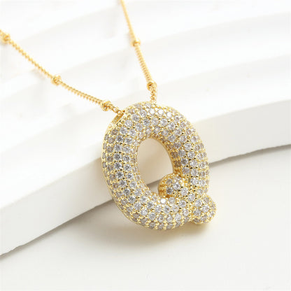 Diamond Bubble Initial Necklace