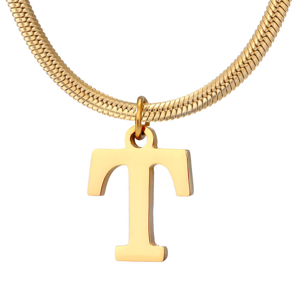 Gold Snake Chain Initial Necklace