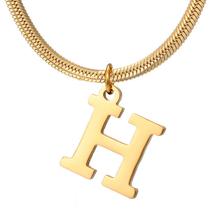 Gold Snake Chain Initial Necklace