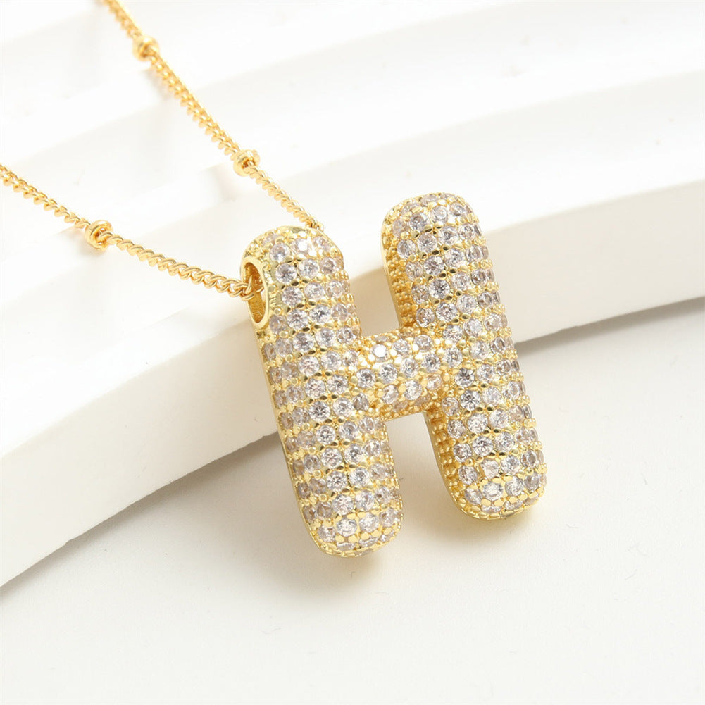 Diamond Bubble Initial Necklace