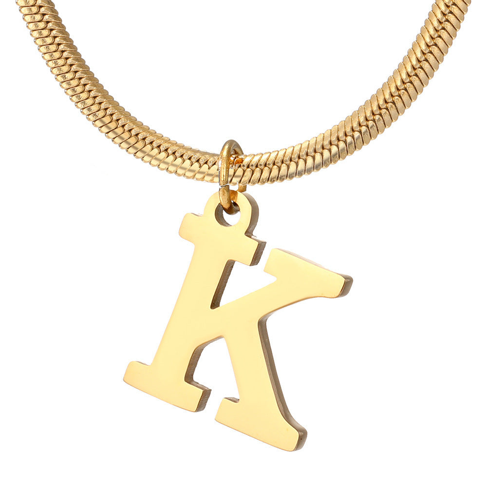 Gold Snake Chain Initial Necklace