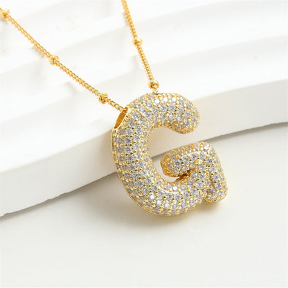 Diamond Bubble Initial Necklace