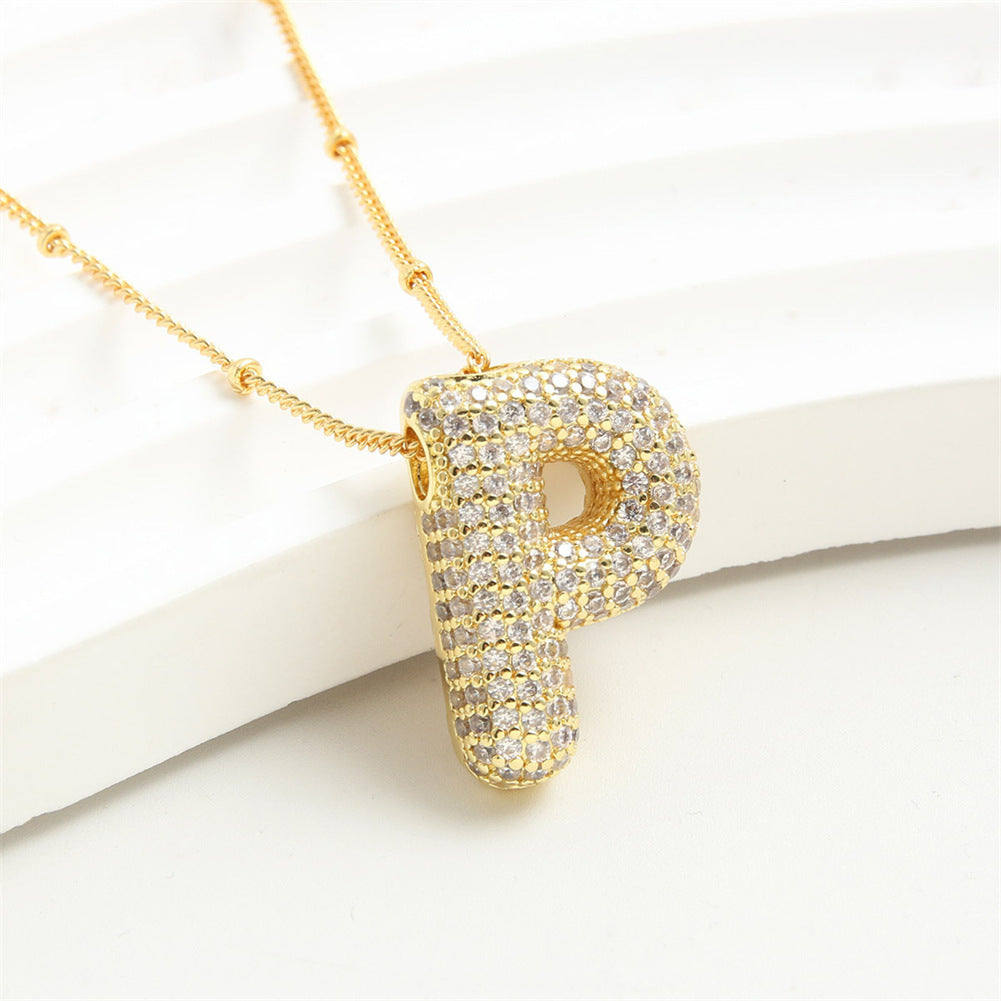 Diamond Bubble Initial Necklace