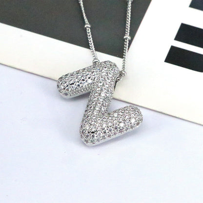 Diamond Bubble Initial Necklace