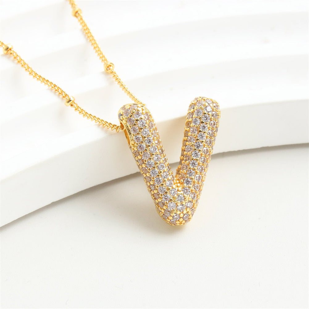 Diamond Bubble Initial Necklace