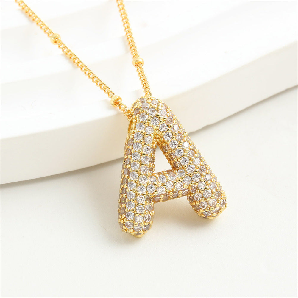 Diamond Bubble Initial Necklace