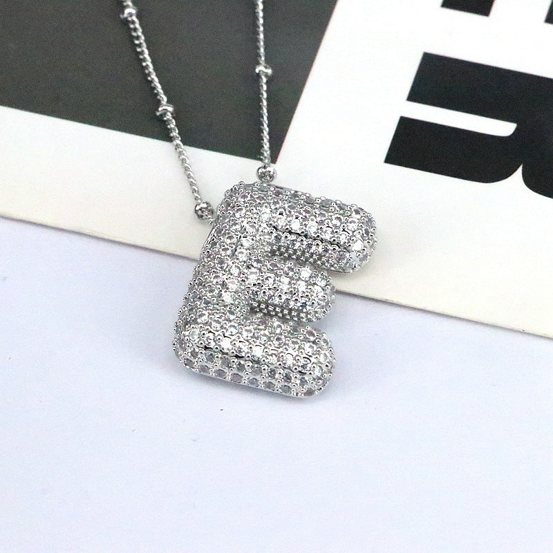 Diamond Bubble Initial Necklace