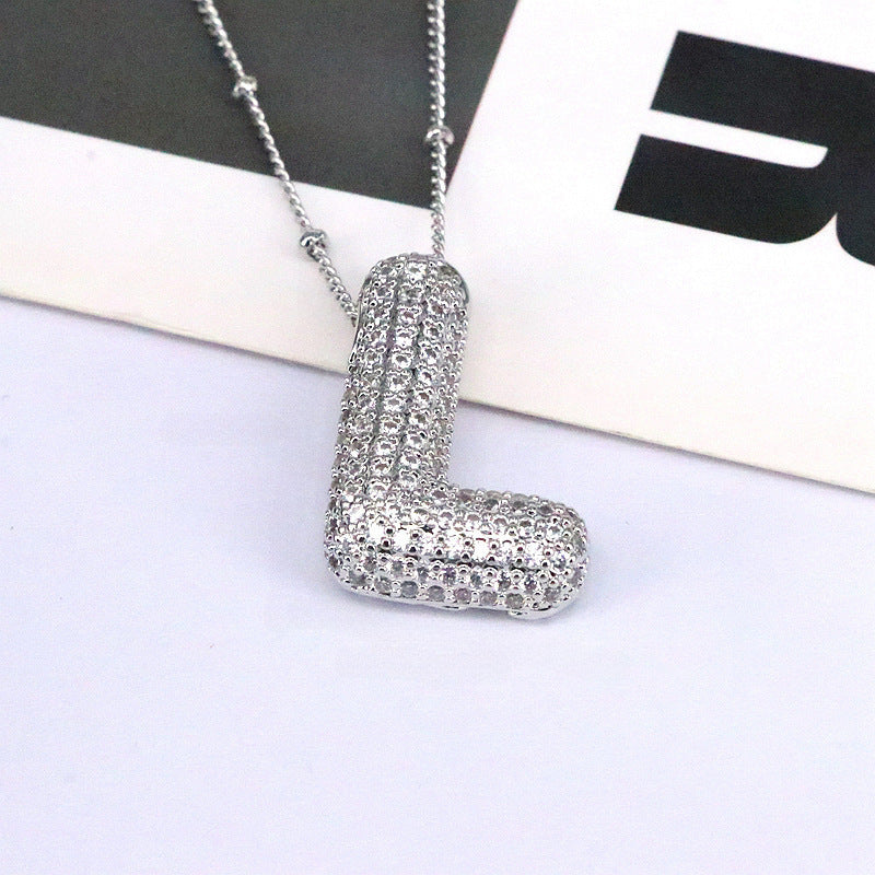 Diamond Bubble Initial Necklace