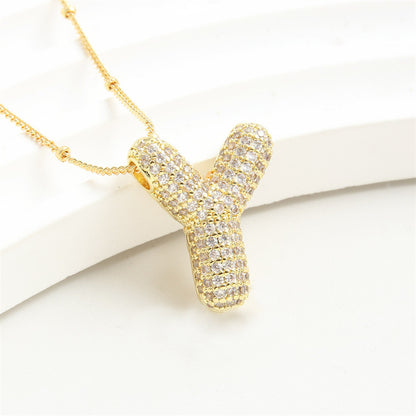 Diamond Bubble Initial Necklace