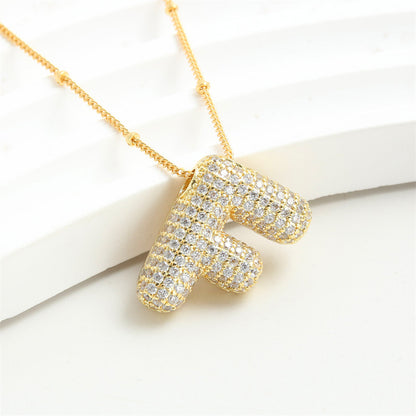 Diamond Bubble Initial Necklace